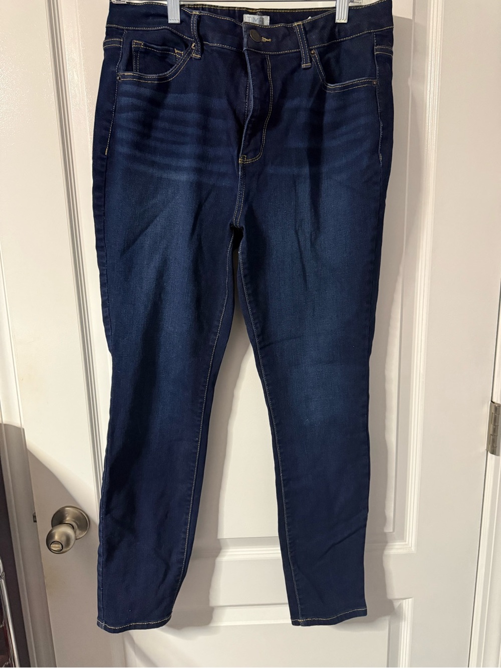 Time and Tru Dark Blue Denim Jeans with Yellow Stitching